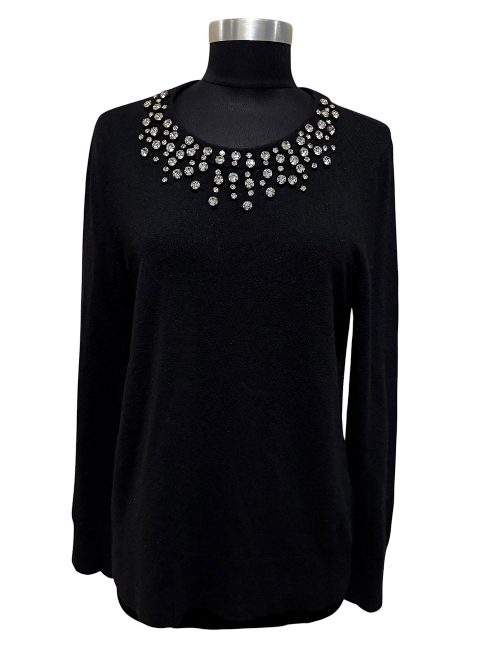 kate spade Black Jeweled Crewneck wool blended Sweater size L
